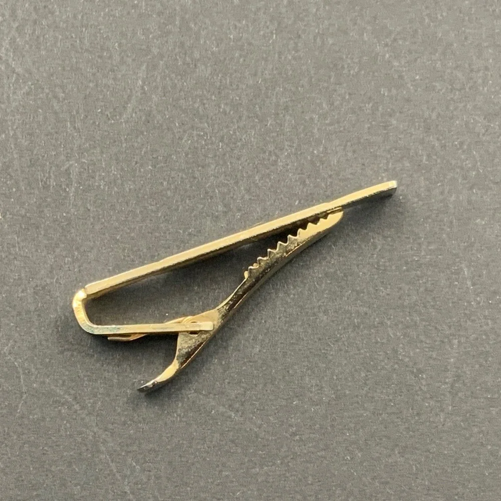 Vintage Gold Tone Geometric Art Deco Style Tie Clip Mens Formal Accessory